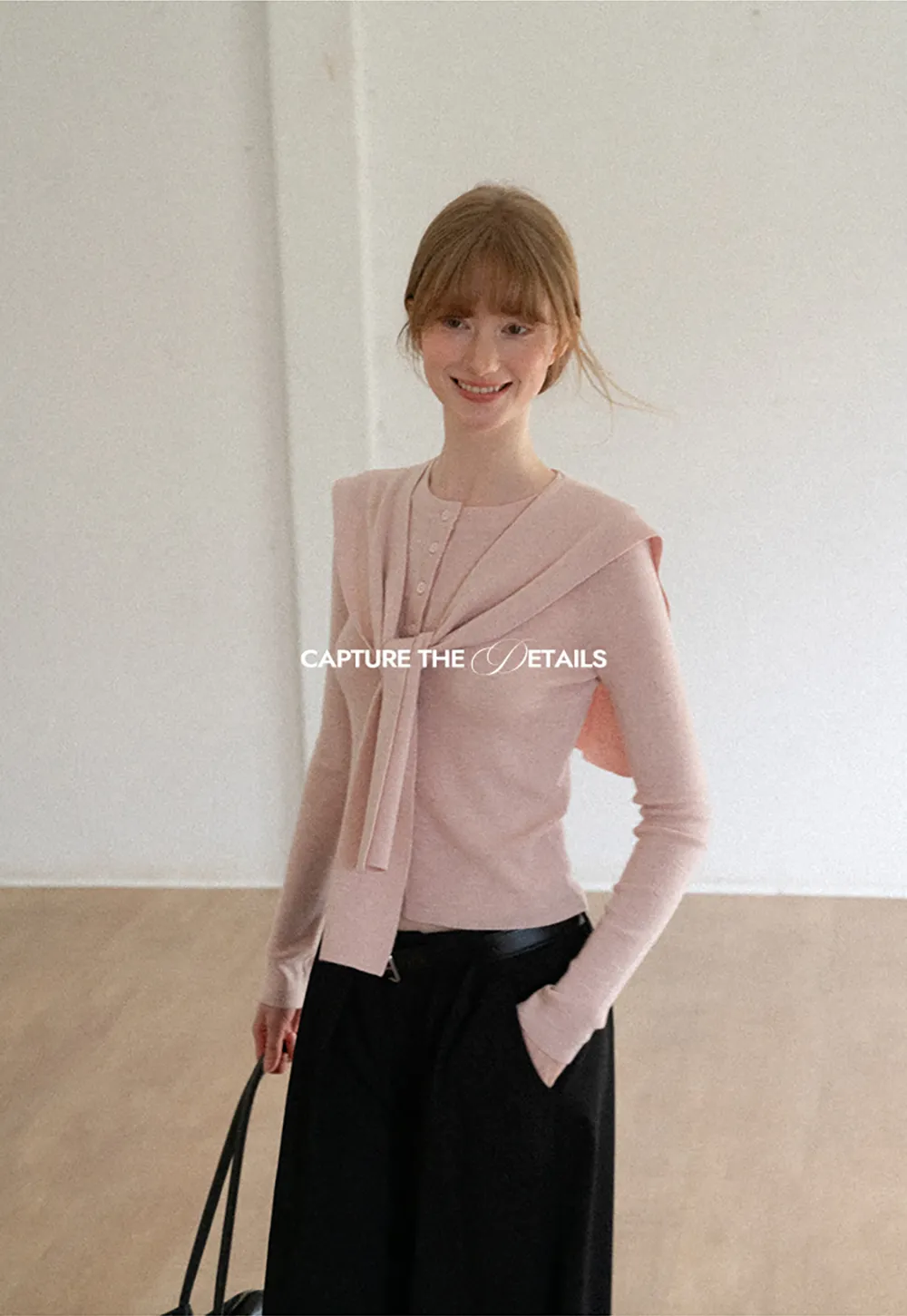Striped Knit Sweater with Detachable Scarf Collar