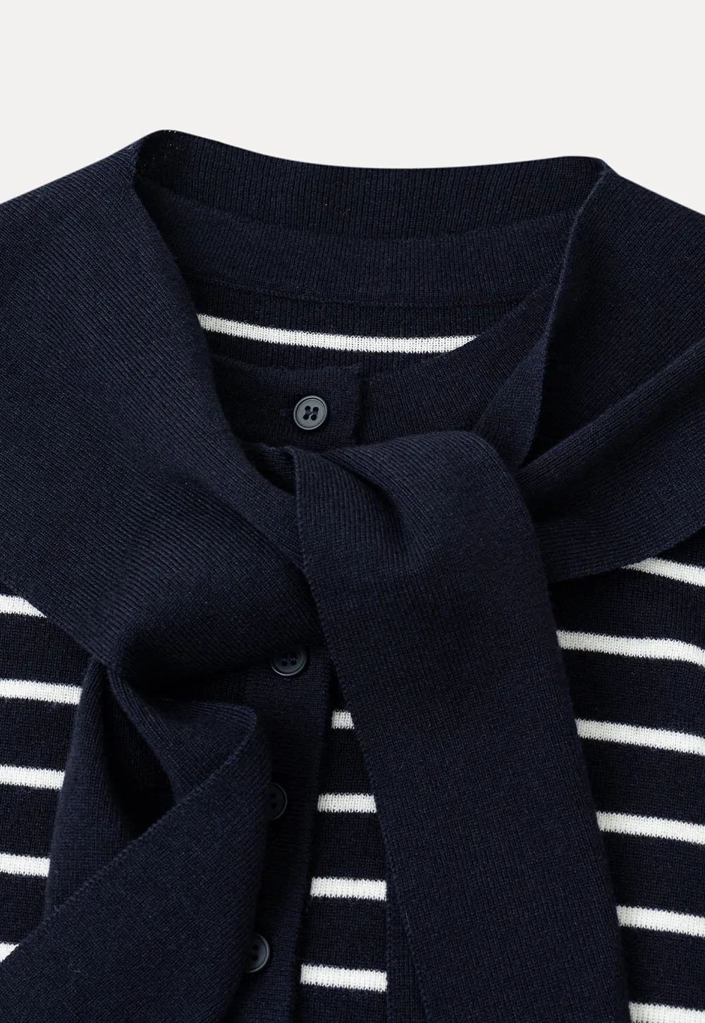 Striped Knit Sweater with Detachable Scarf Collar