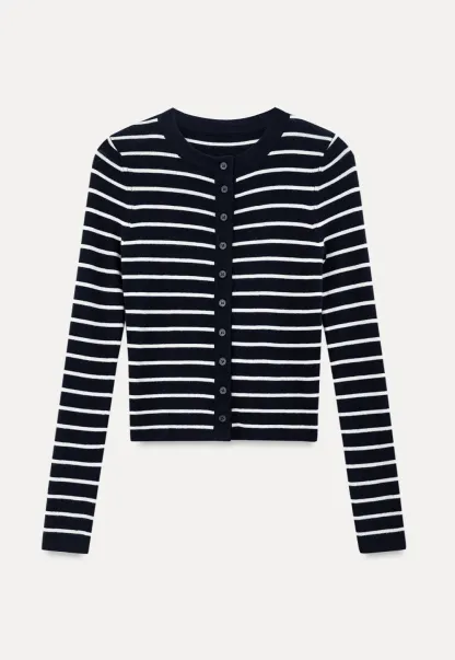 Striped Knit Sweater with Detachable Scarf Collar