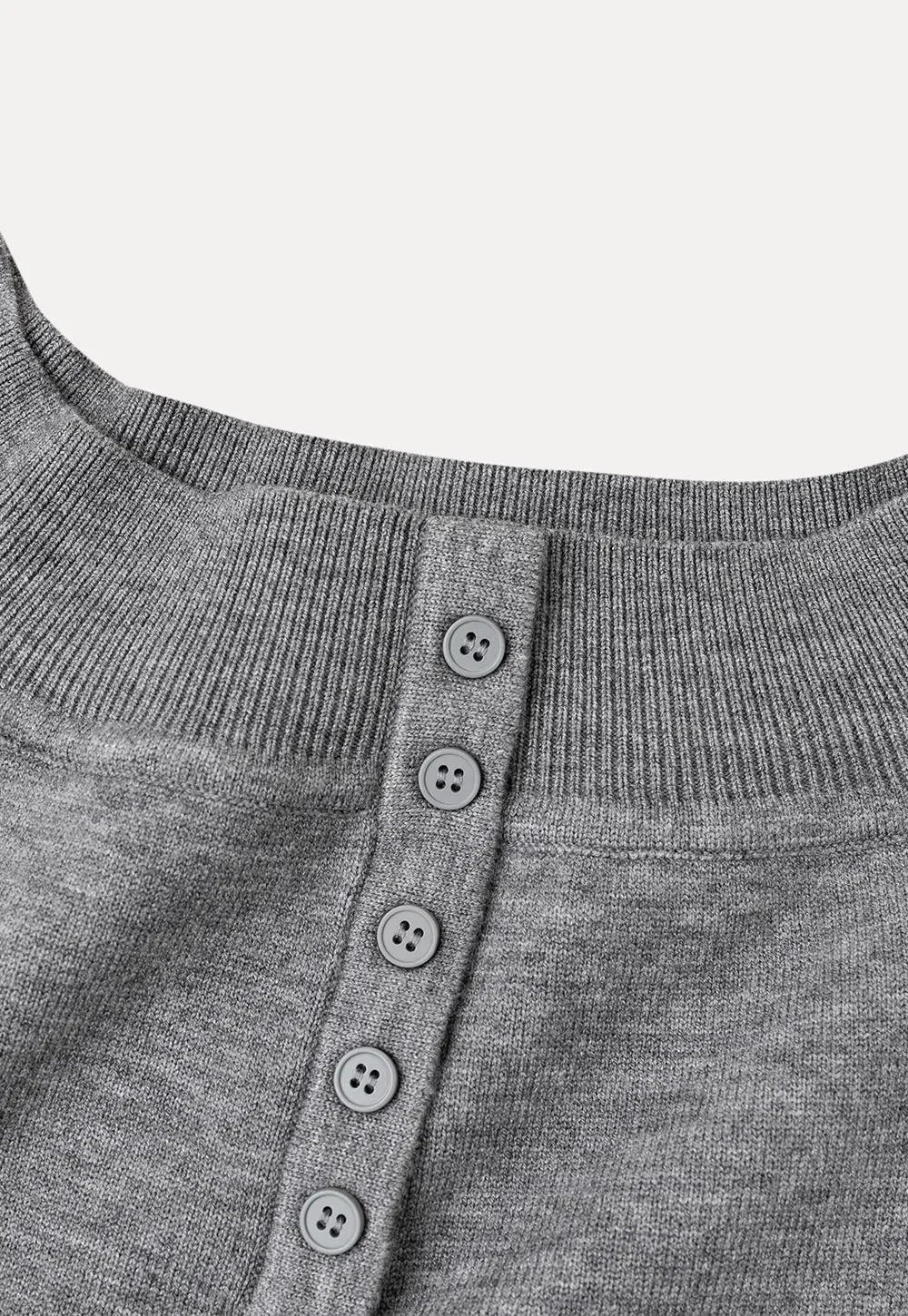 Off Shoulder Henley Long Sleeve Knit Sweater