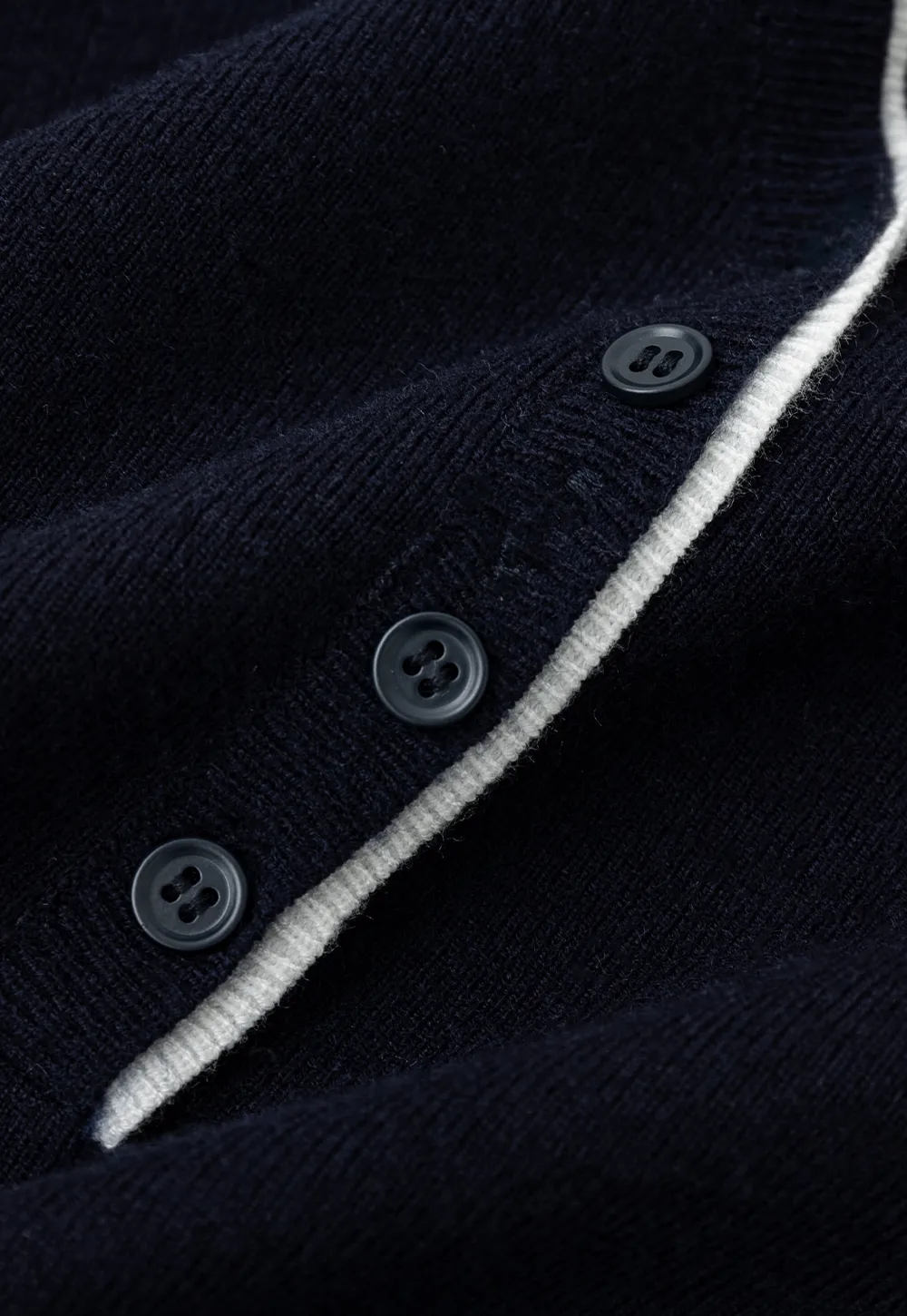 V Neck Henley Placket Long Sleeve Woolen Knit Sweater