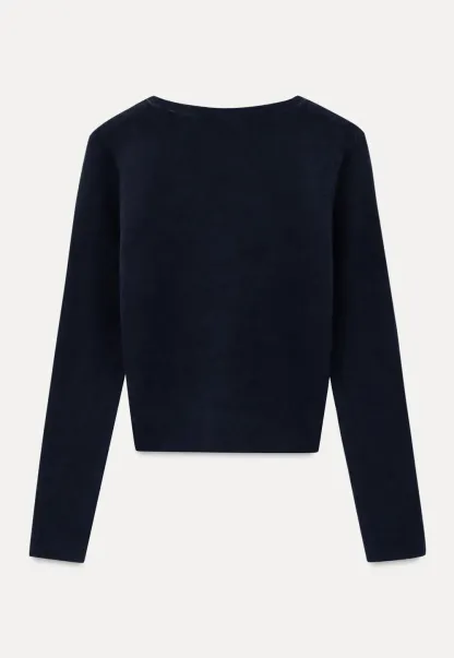 V Neck Henley Placket Long Sleeve Woolen Knit Sweater
