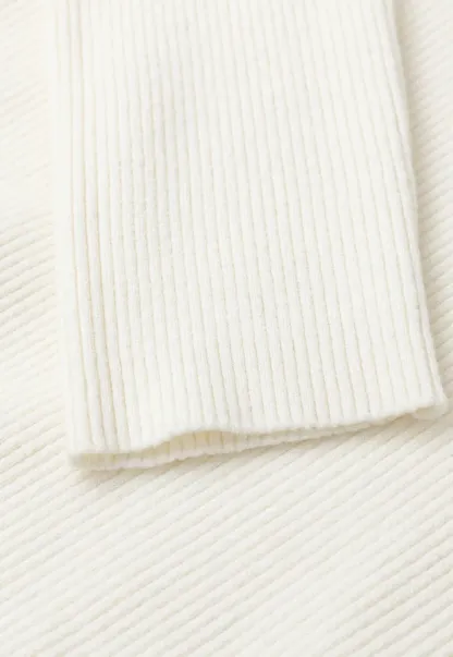Lace Trim V Neck Ribbed Knit Sweater