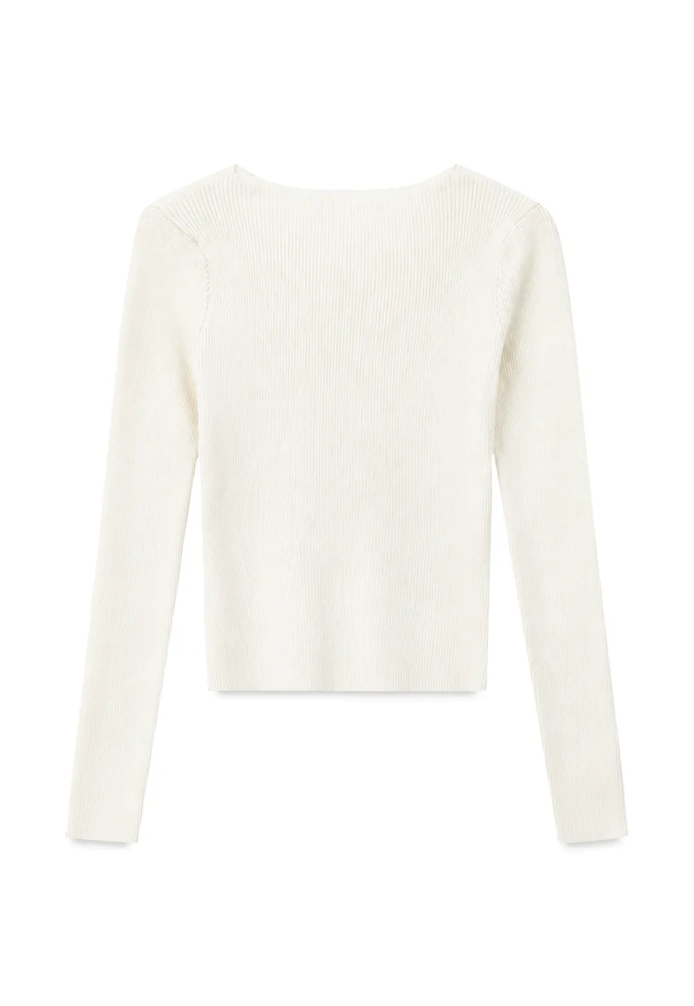 Lace Trim V Neck Ribbed Knit Sweater