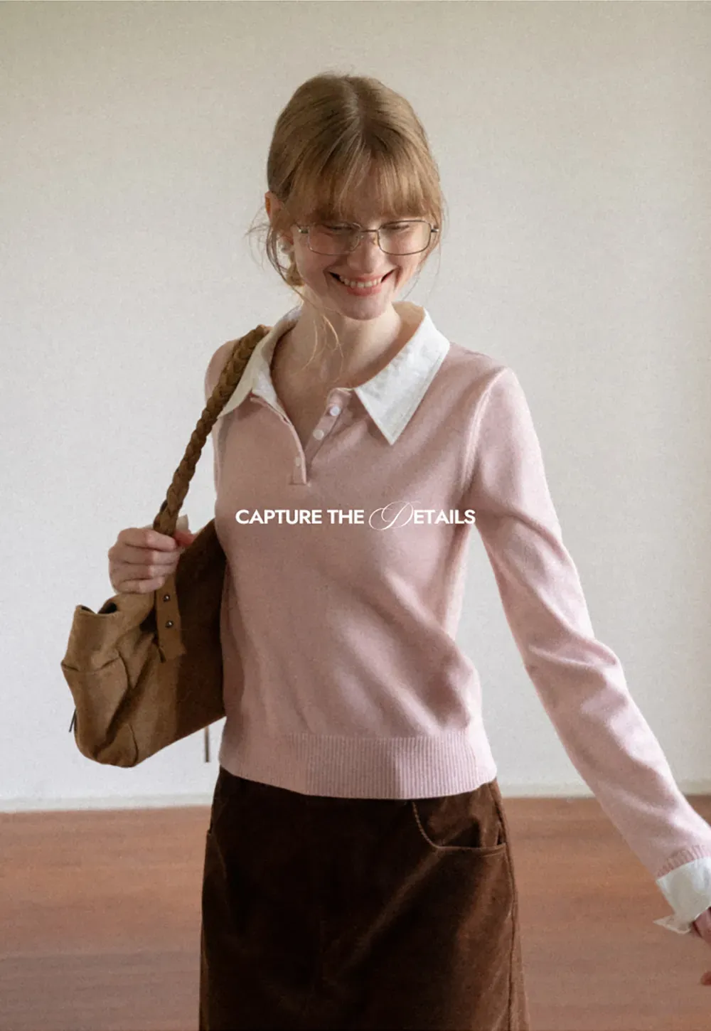 Contrast Collar Ribbed Knit Polo Sweater