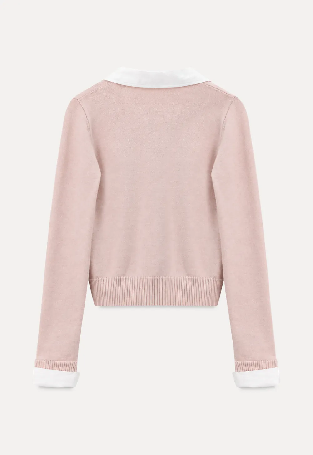 Contrast Collar Ribbed Knit Polo Sweater
