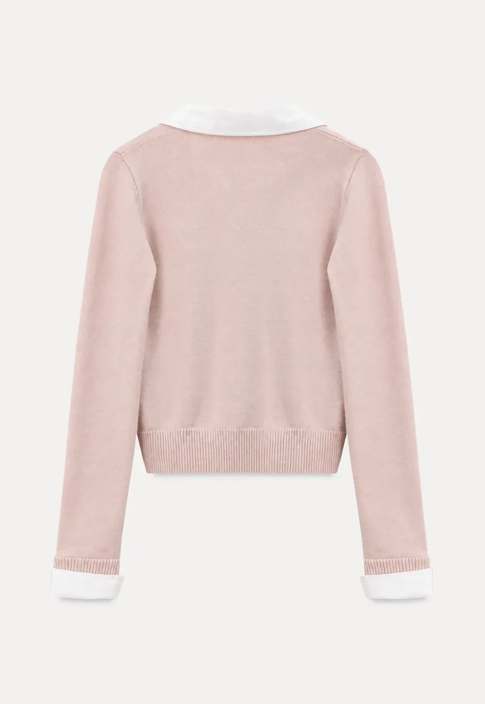 Contrast Collar Ribbed Knit Polo Sweater