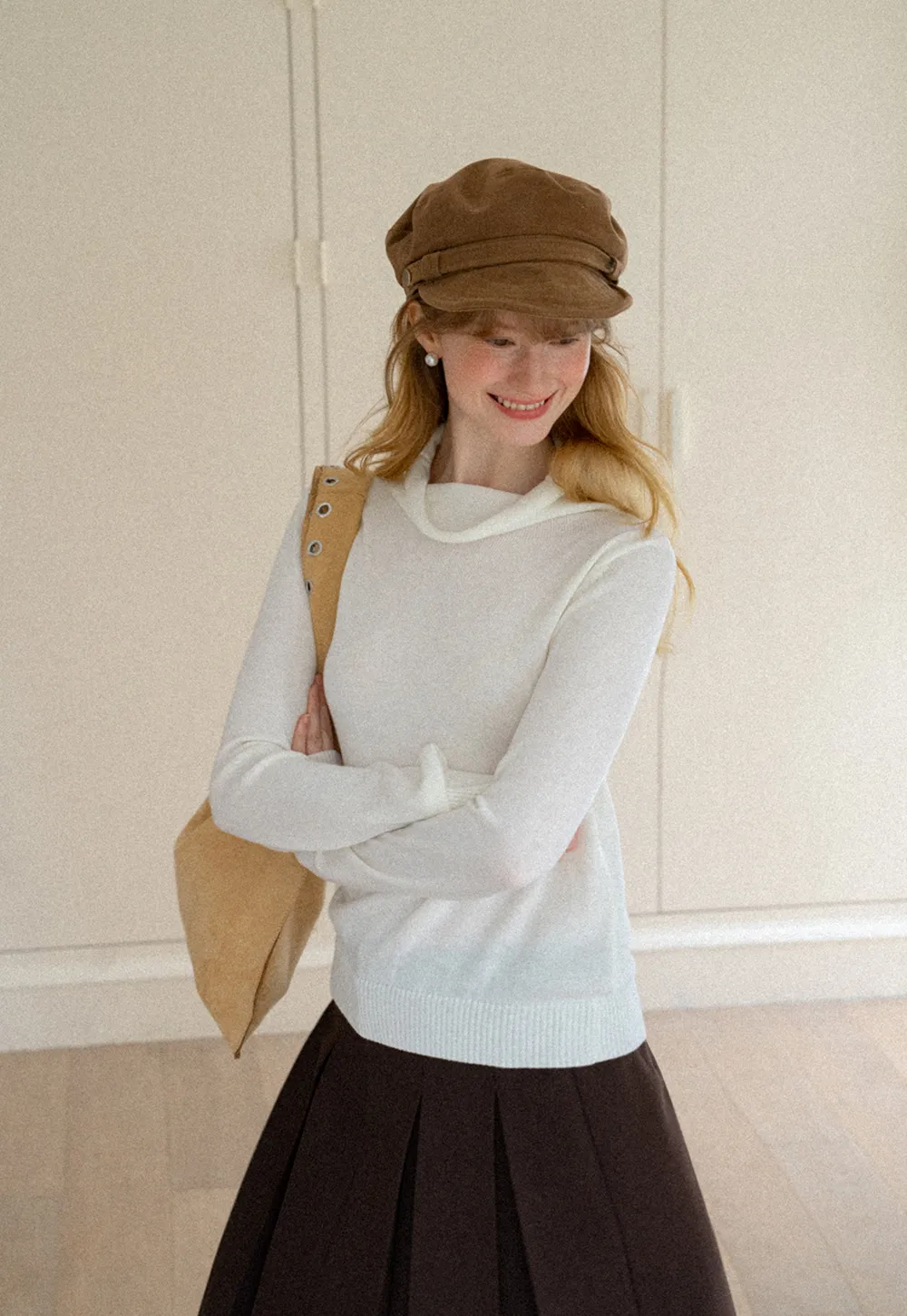 Turtleneck Ribbed Hem Woolen Knit Sweater