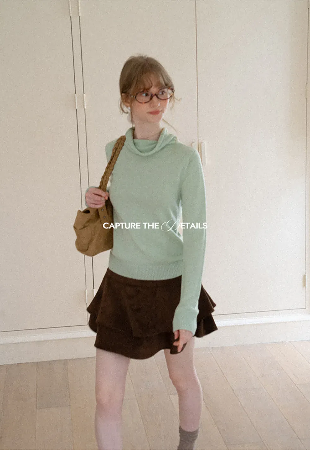 Turtleneck Ribbed Hem Woolen Knit Sweater