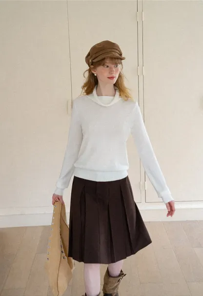 Turtleneck Ribbed Hem Woolen Knit Sweater