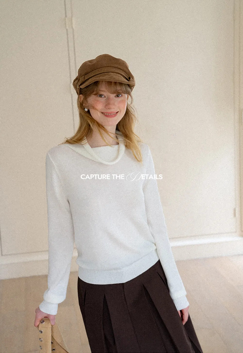 Turtleneck Ribbed Hem Woolen Knit Sweater
