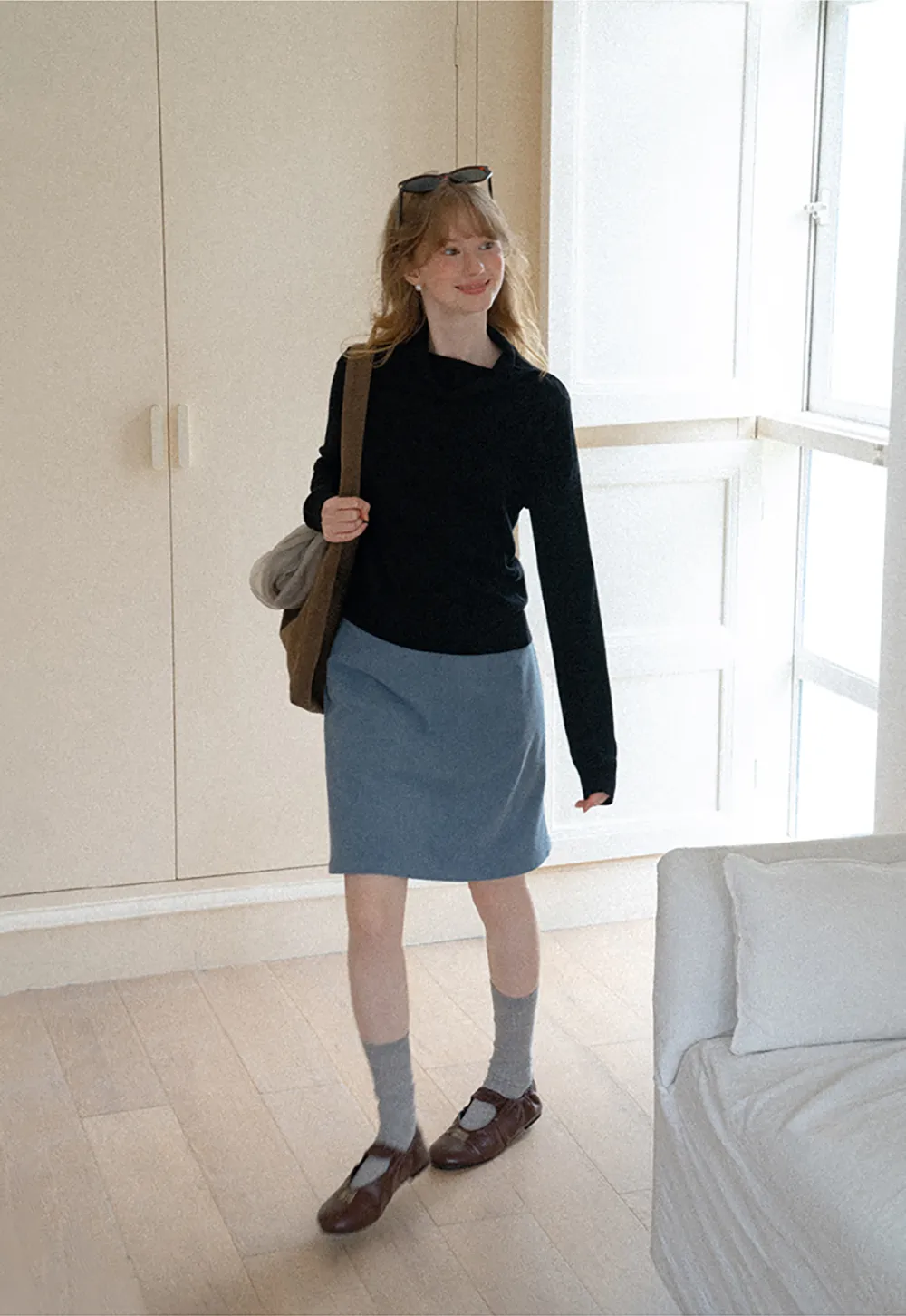Turtleneck Ribbed Hem Woolen Knit Sweater