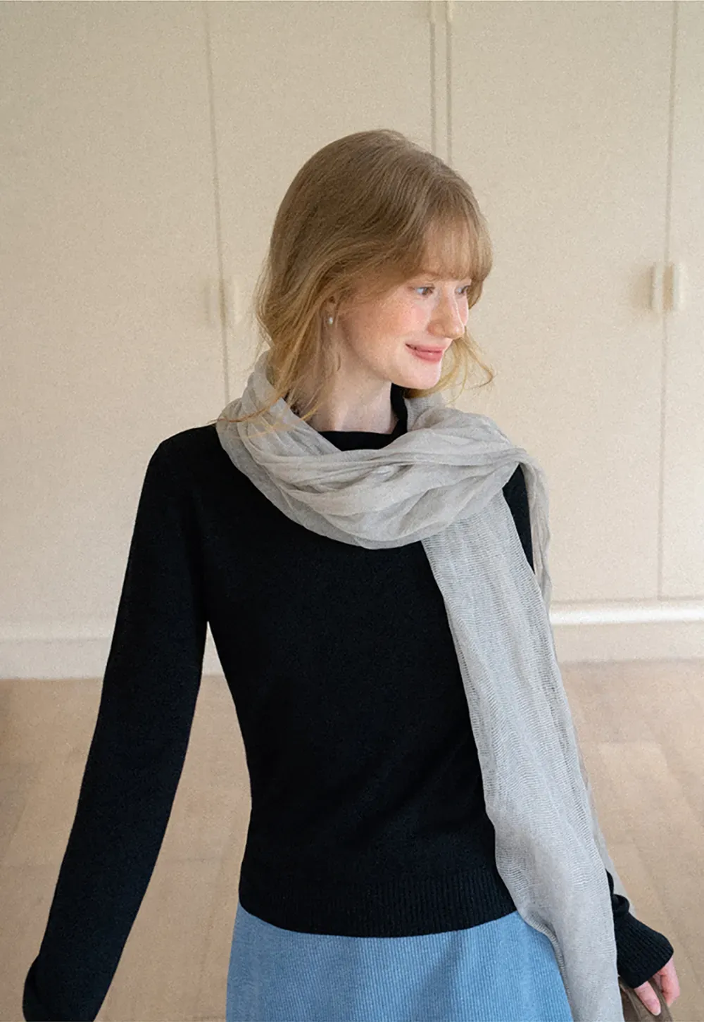 Turtleneck Ribbed Hem Woolen Knit Sweater