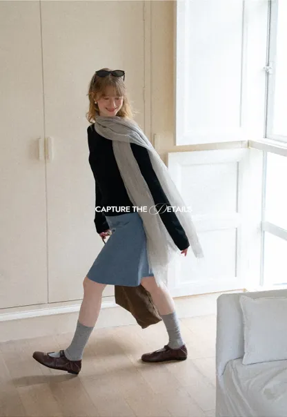 Turtleneck Ribbed Hem Woolen Knit Sweater