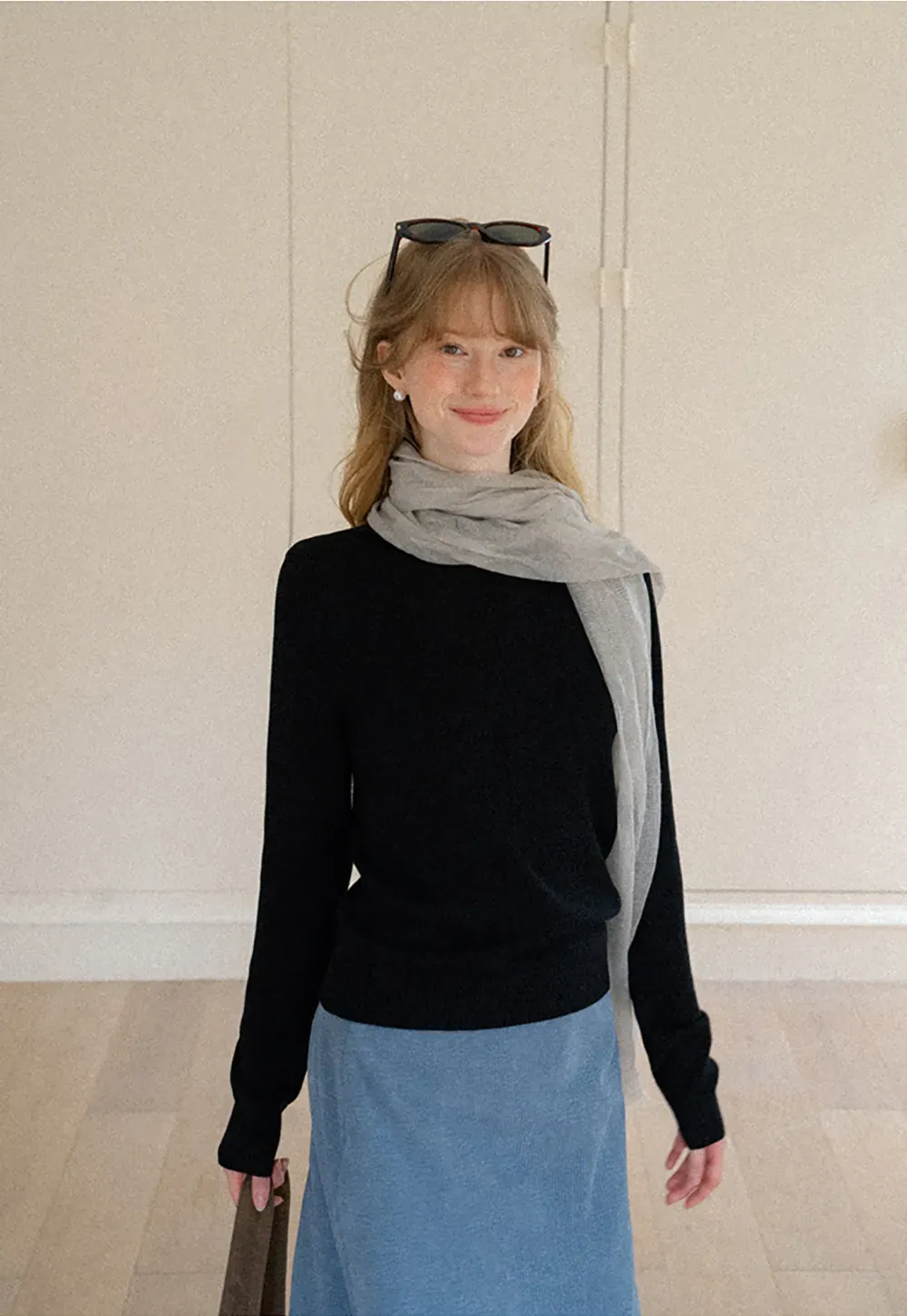 Turtleneck Ribbed Hem Woolen Knit Sweater