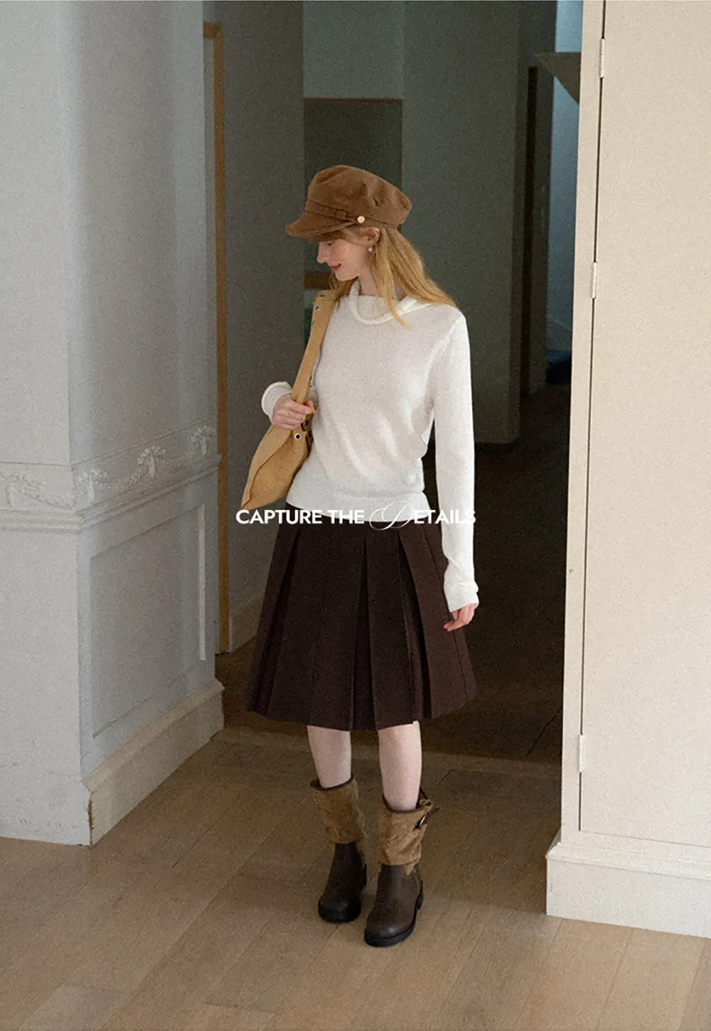 Turtleneck Ribbed Hem Woolen Knit Sweater