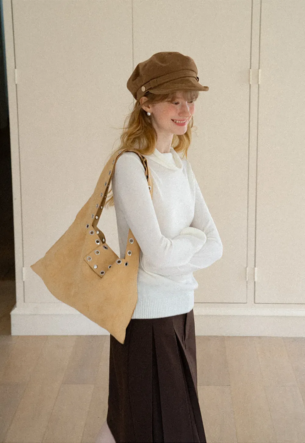 Turtleneck Ribbed Hem Woolen Knit Sweater