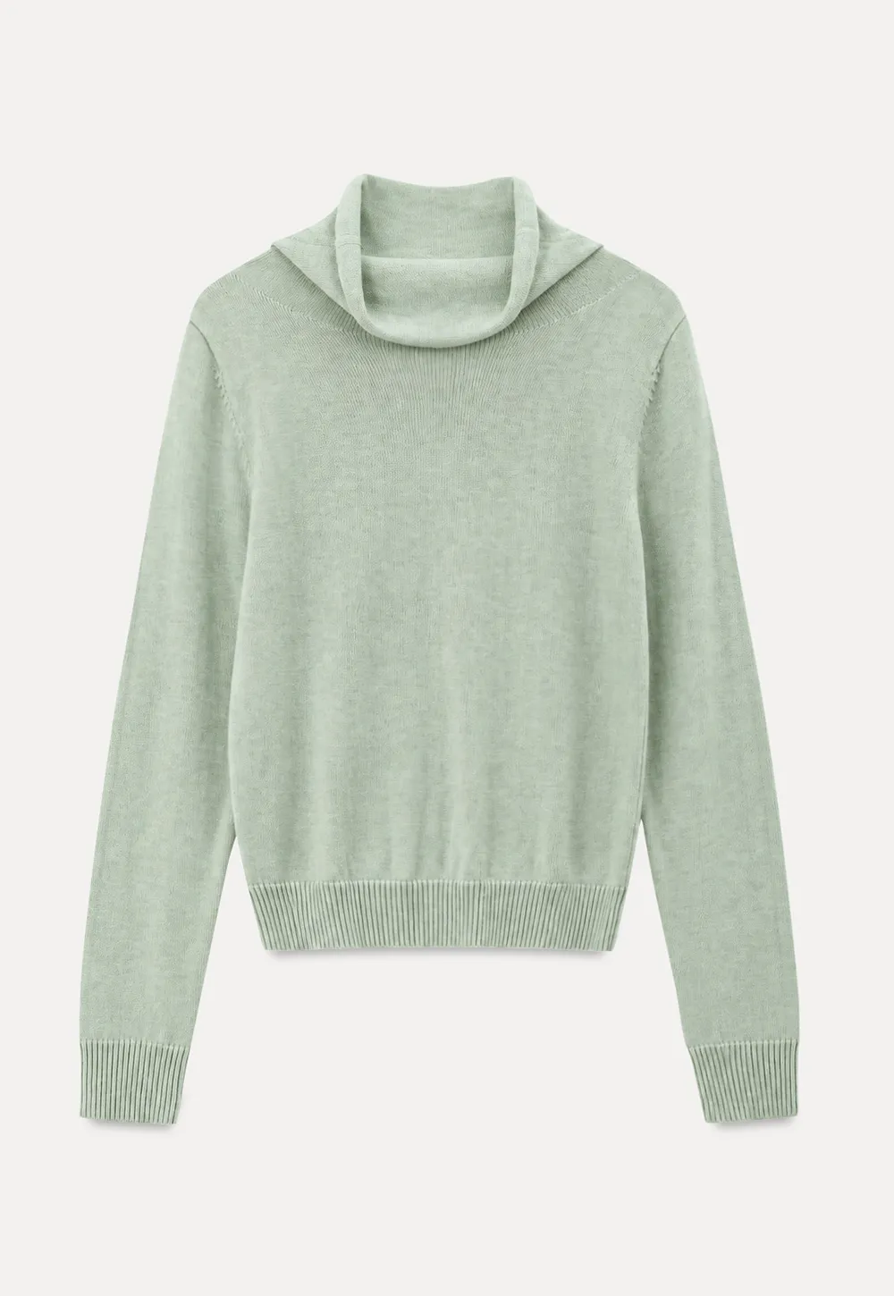 Turtleneck Ribbed Hem Woolen Knit Sweater