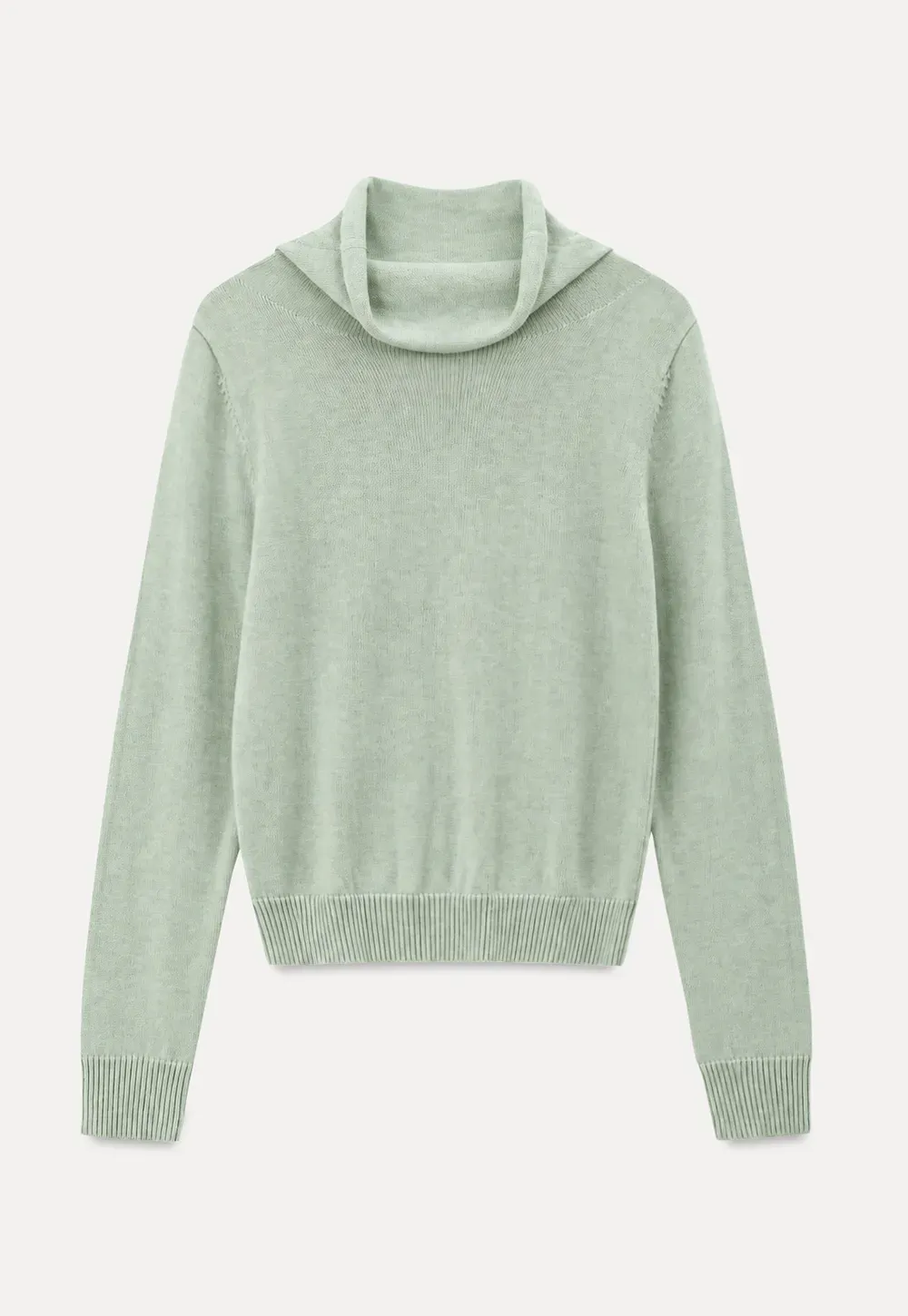 Turtleneck Ribbed Hem Woolen Knit Sweater