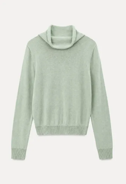 Turtleneck Ribbed Hem Woolen Knit Sweater