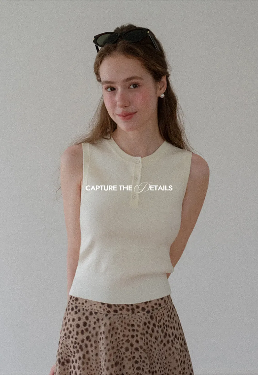 Sleeveless Henley Neck Wool Knit Top