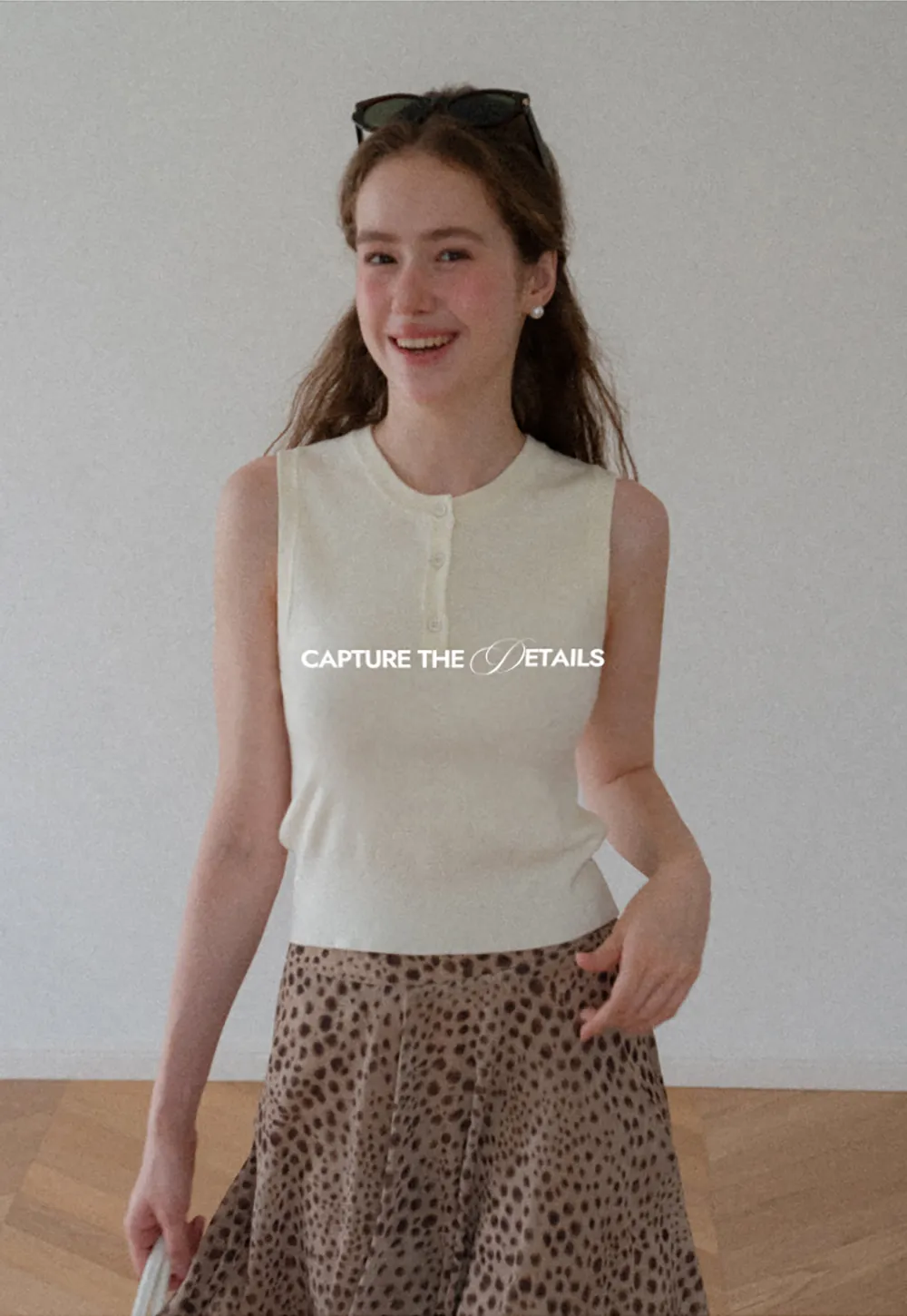 Sleeveless Henley Neck Wool Knit Top