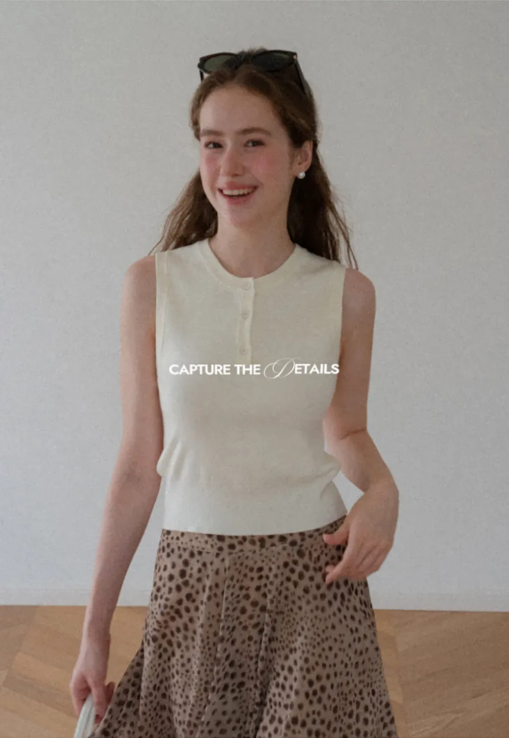 Sleeveless Henley Neck Wool Knit Top