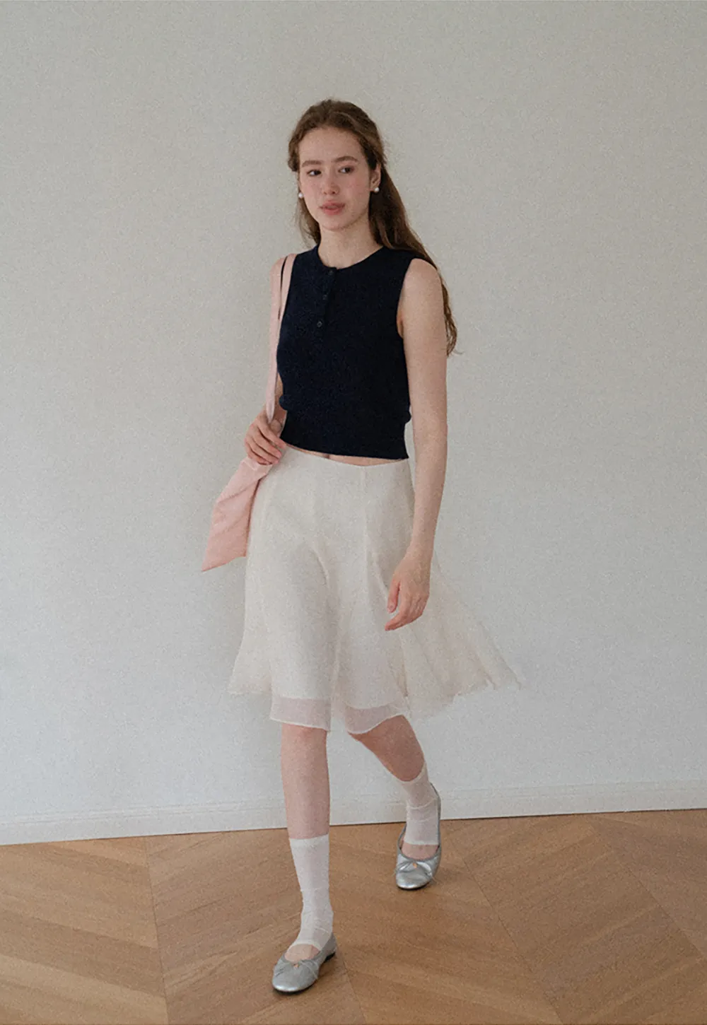 Sleeveless Henley Neck Wool Knit Top