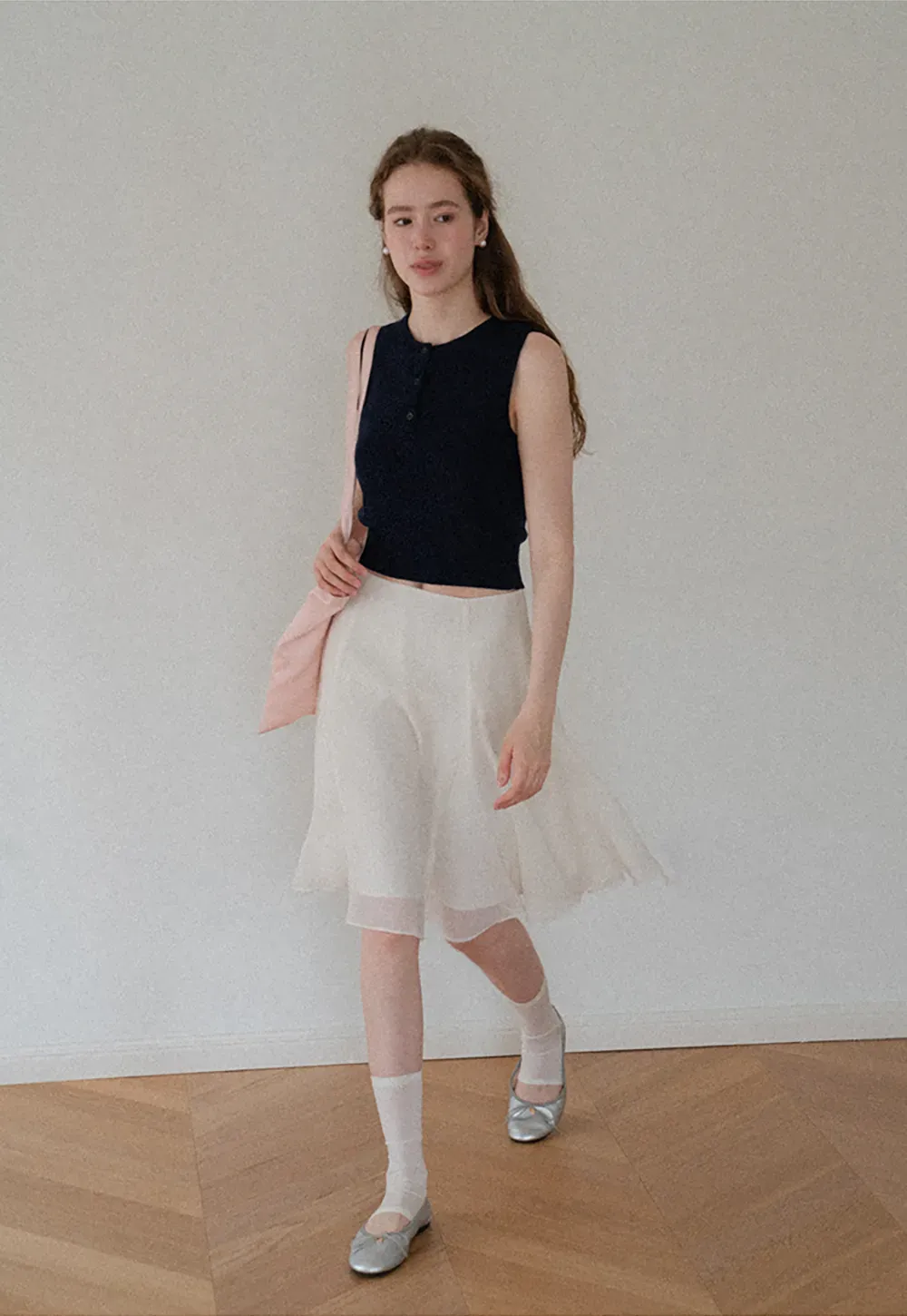 Sleeveless Henley Neck Wool Knit Top