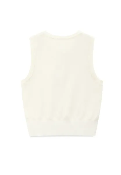 Sleeveless Henley Neck Wool Knit Top