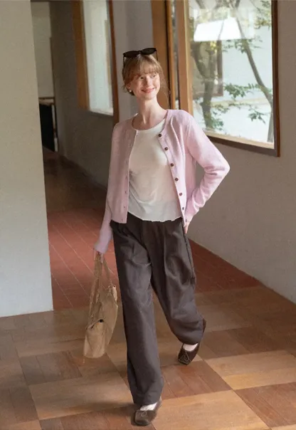 Peter Pan Collar Button Front Wool Knit Cardigan