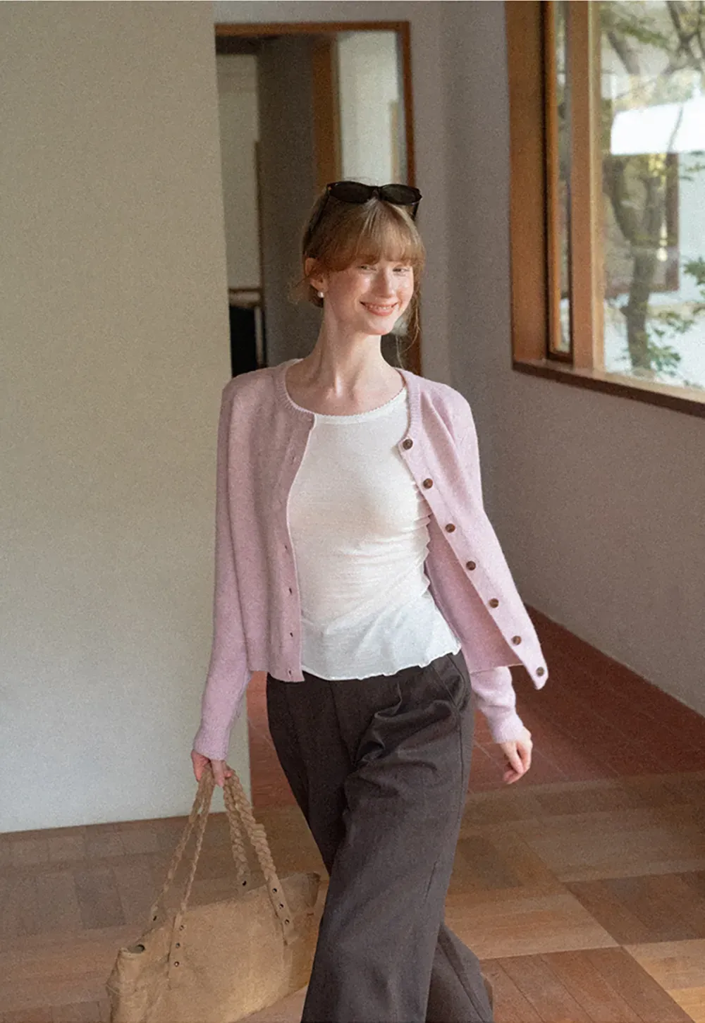 Peter Pan Collar Button Front Wool Knit Cardigan
