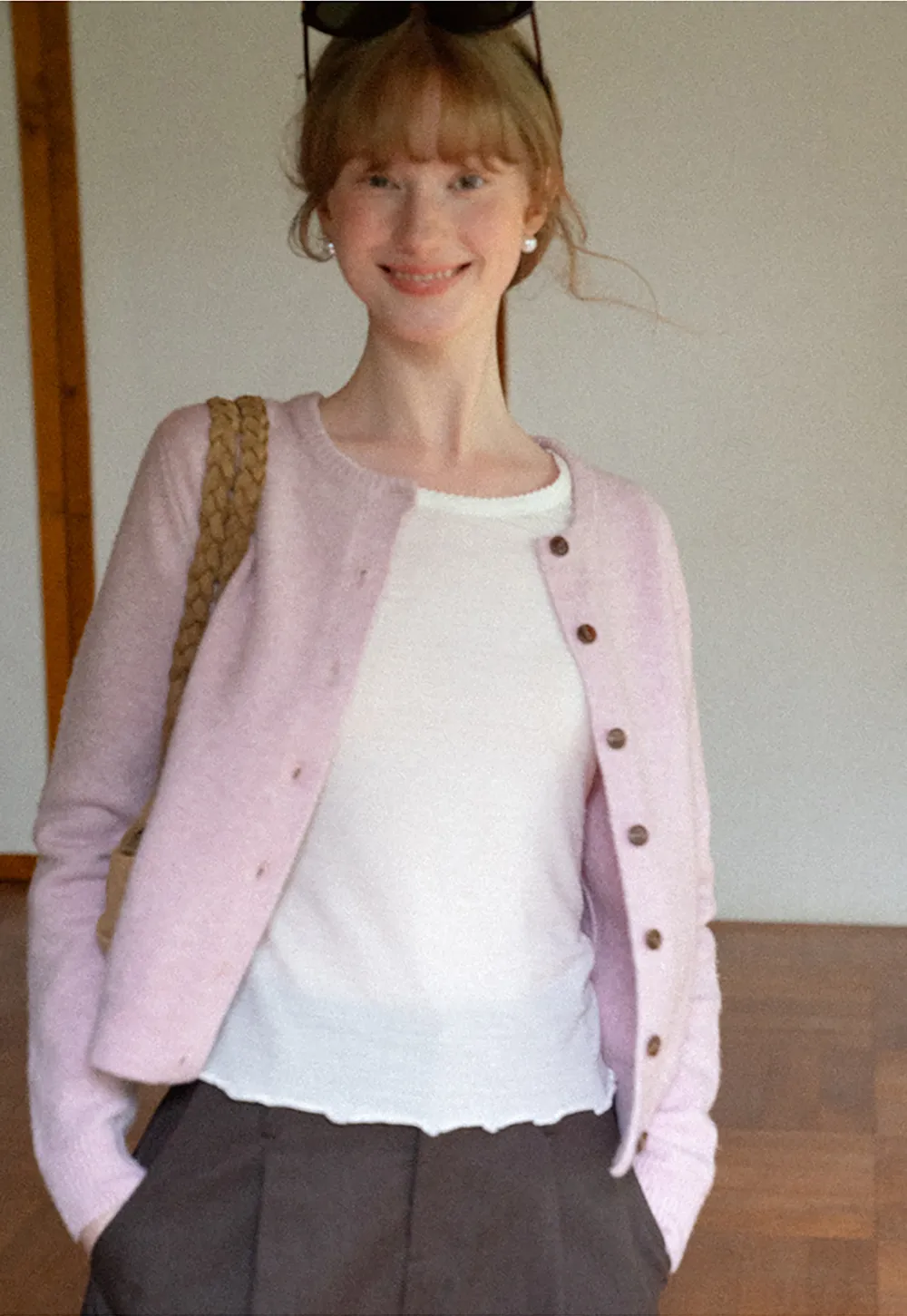 Peter Pan Collar Button Front Wool Knit Cardigan