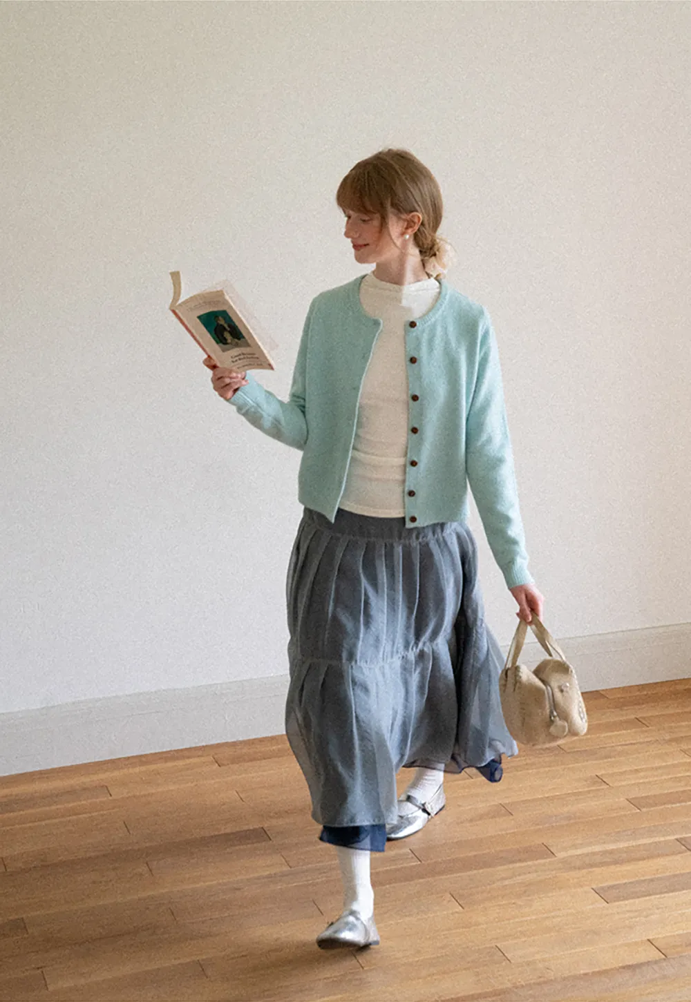 Peter Pan Collar Button Front Wool Knit Cardigan