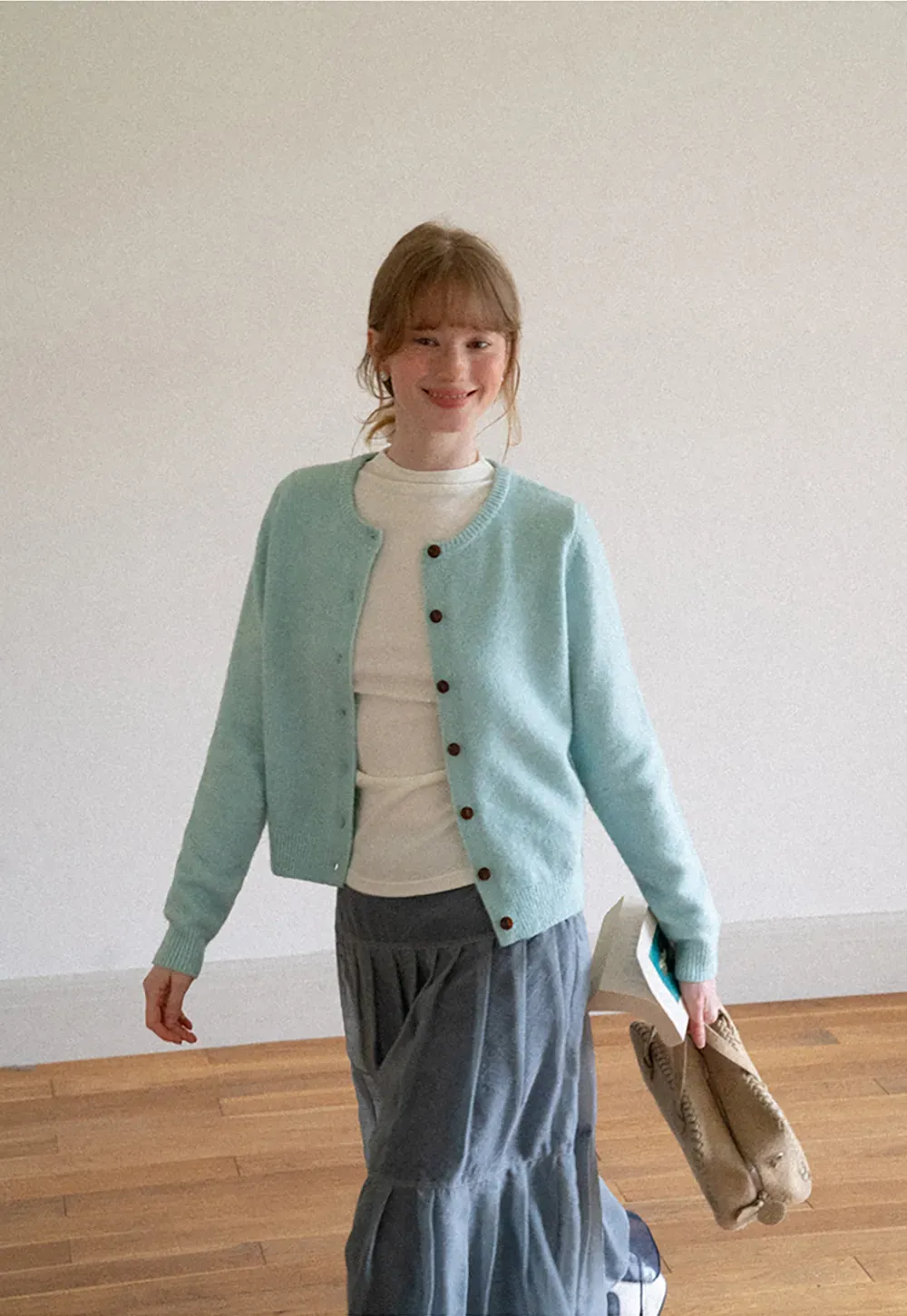 Peter Pan Collar Button Front Wool Knit Cardigan