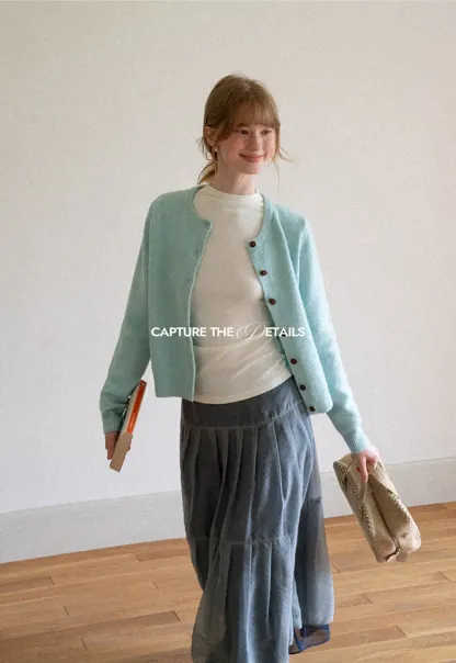 Peter Pan Collar Button Front Wool Knit Cardigan