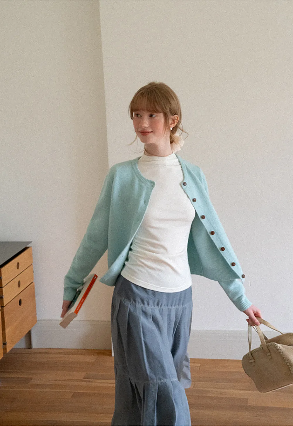Peter Pan Collar Button Front Wool Knit Cardigan