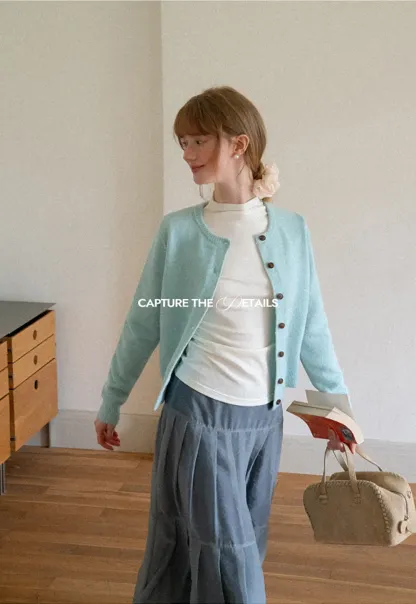 Peter Pan Collar Button Front Wool Knit Cardigan