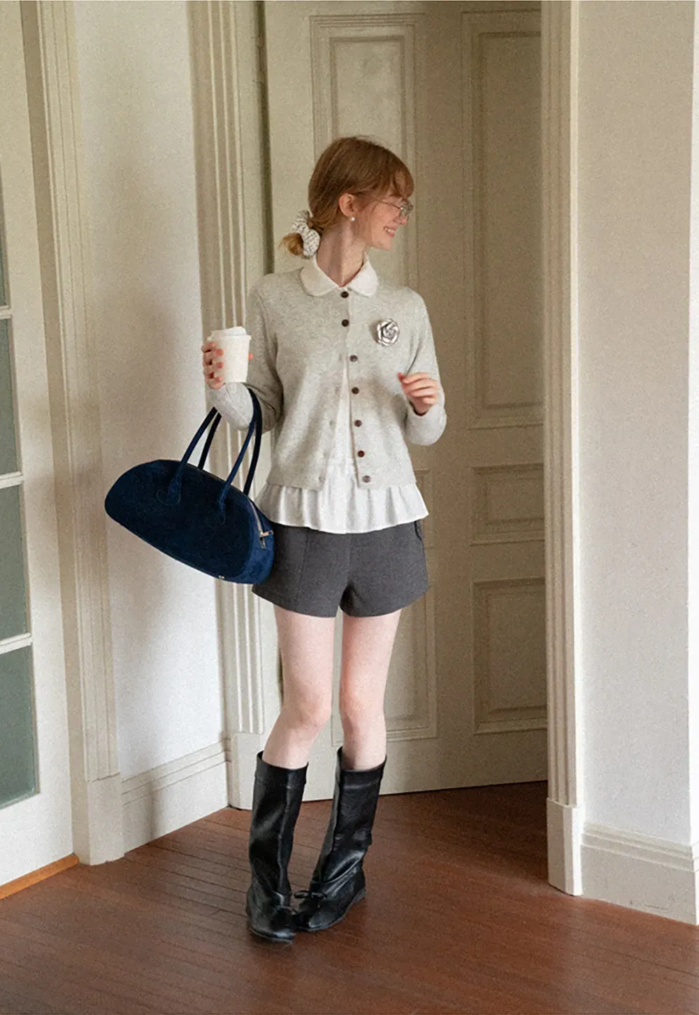 Peter Pan Collar Button Front Wool Knit Cardigan