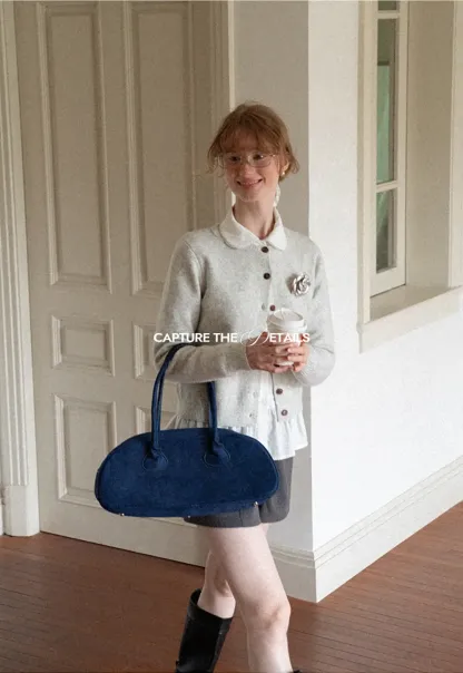 Peter Pan Collar Button Front Wool Knit Cardigan