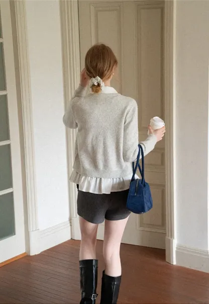 Peter Pan Collar Button Front Wool Knit Cardigan