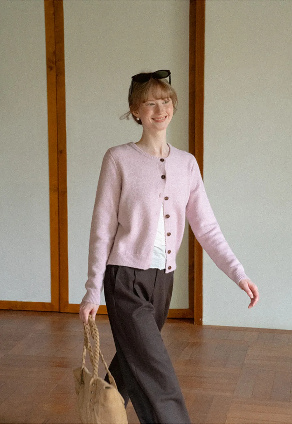 Peter Pan Collar Button Front Wool Knit Cardigan