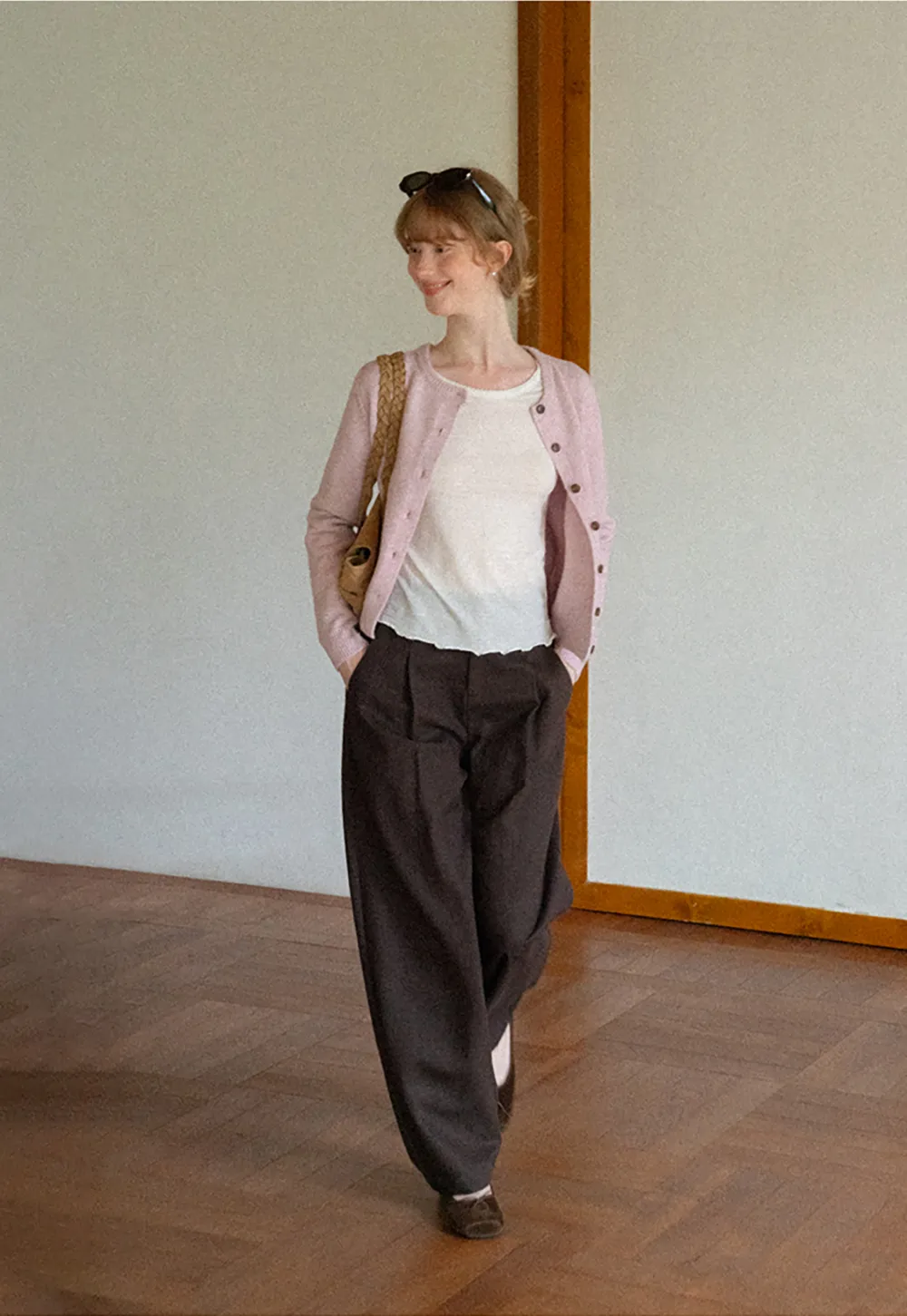 Peter Pan Collar Button Front Wool Knit Cardigan