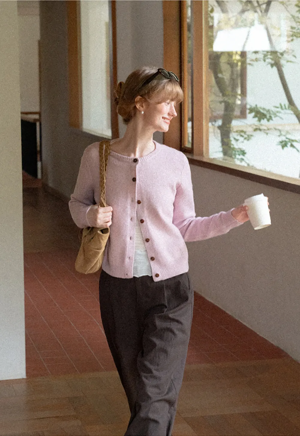 Peter Pan Collar Button Front Wool Knit Cardigan