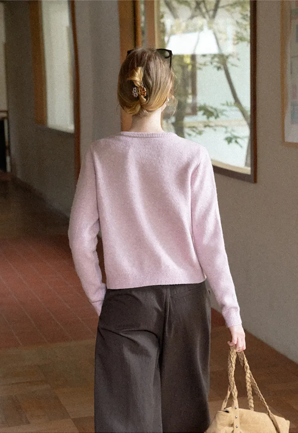 Peter Pan Collar Button Front Wool Knit Cardigan