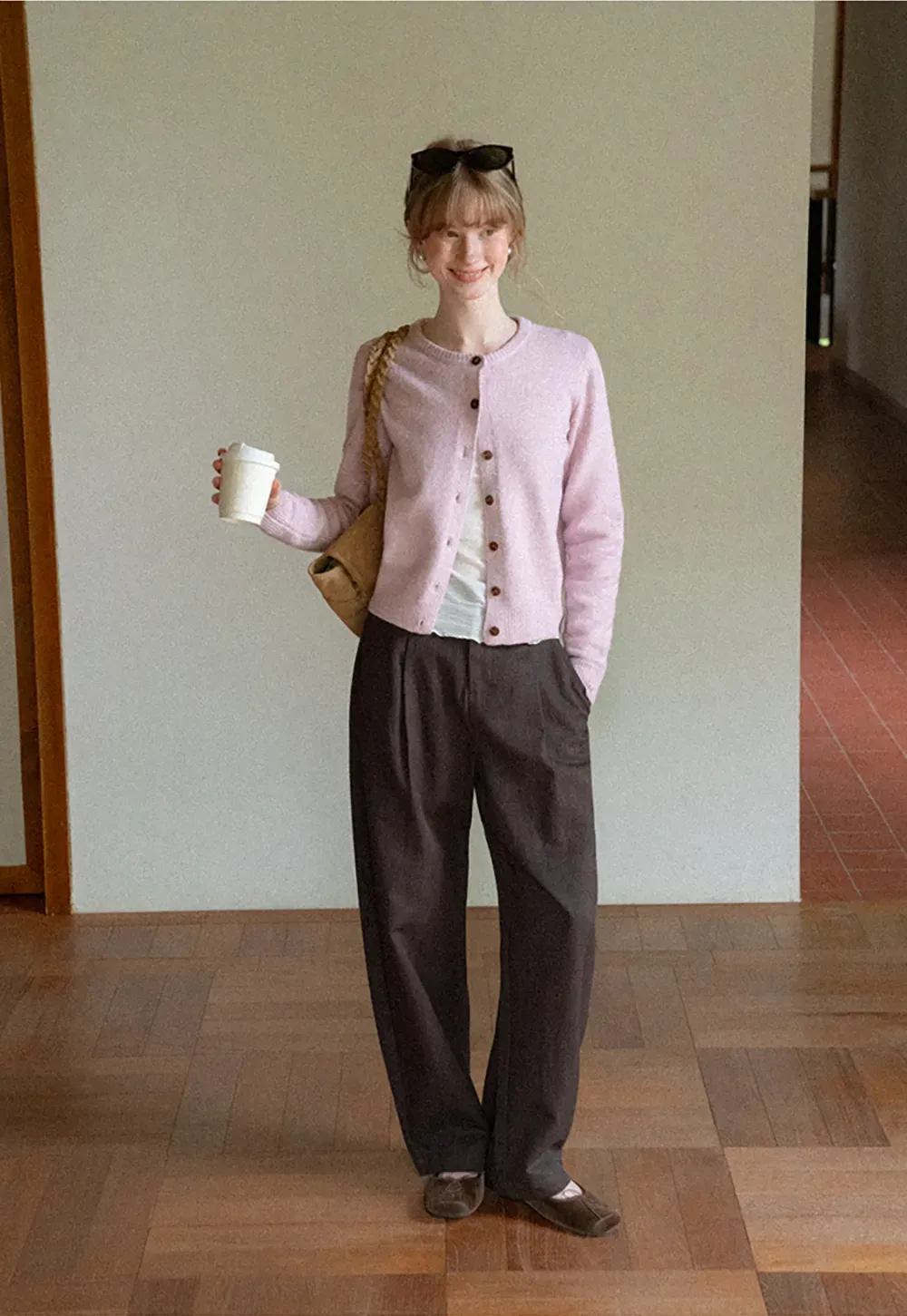 Peter Pan Collar Button Front Wool Knit Cardigan