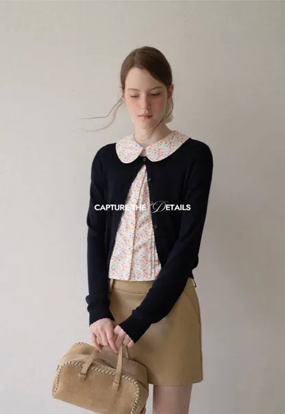 Button Front Cardigan with Drawstring Detail Woolen Knit Sweater