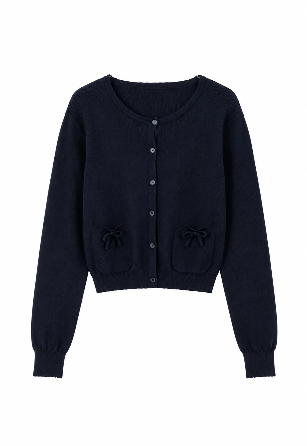 Button Front Cardigan with Drawstring Detail Woolen Knit Sweater