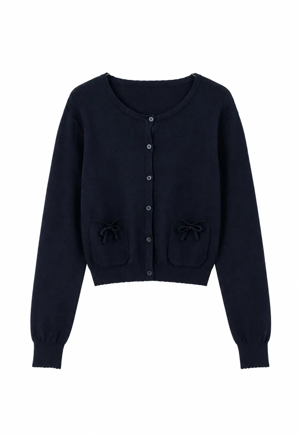 Button Front Cardigan with Drawstring Detail Woolen Knit Sweater