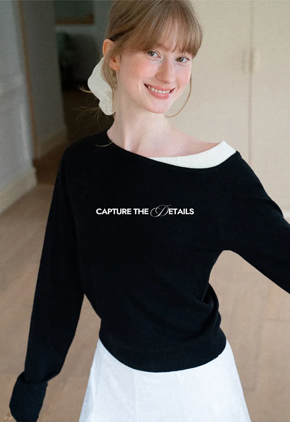 Off Shoulder Long Sleeve Woolen Knit Sweater
